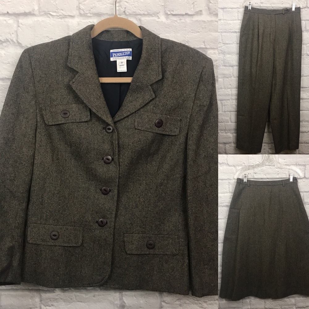 Pendleton Wool Herringbone Suit 3 Pc - image 1